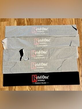 Lot Of FIVE Ketel One Vodka Rubber Bar Rail Spill Mat 21”x 3.5" BRAND NEW Black.